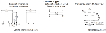 Mechanical Drawing - Panasonic Industrial Devices HE Power Relays