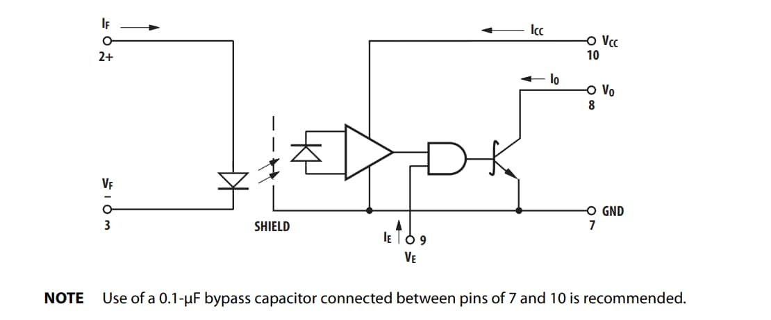 Schematic - Broadcom ACNV2601 10MBd Digital Optocoupler