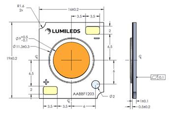 Mechanical Drawing - Lumileds LUXEON CoB Core Range (Gen 3)