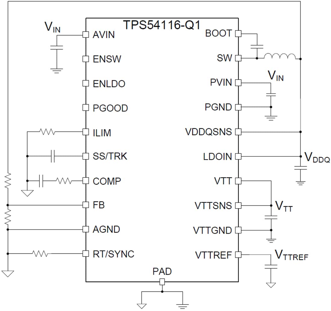 Schematic - Texas Instruments TPS54116-Q1 Synchronous Step-Down Converters