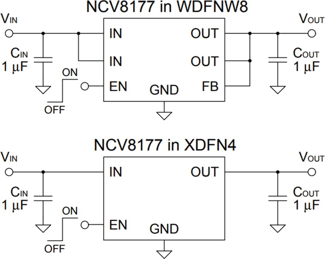 Application Circuit Diagram - onsemi NCV8177 CMOS LDO Regulators