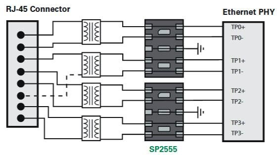 Application Circuit Diagram - Littelfuse SP2555NUTG 2.5V 45A Diode Array