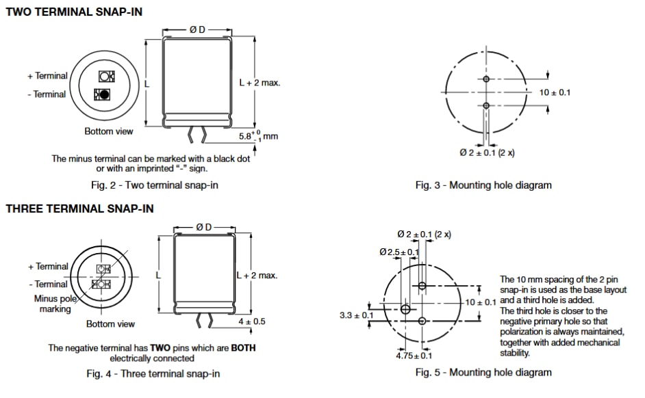 Mechanical Drawing - Vishay 259 PHM-SI Capacitors