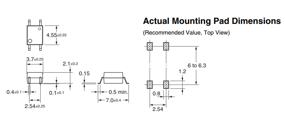 Mechanical Drawing - Omron Electronics G3VM-401VY MOSFET Relays