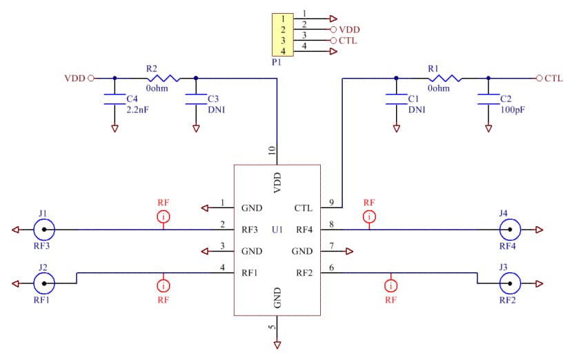 Application Circuit Diagram - Qorvo QPC1217Q DPDT Transfer Switches
