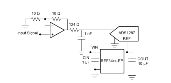 Application Circuit Diagram - Texas Instruments REF34xx-EP Voltage References