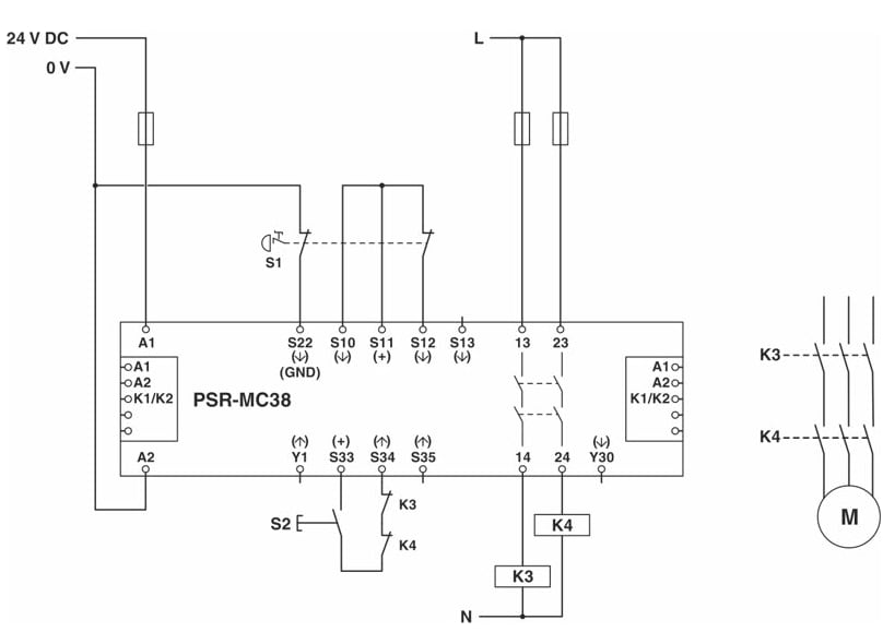 Application Circuit Diagram - Phoenix Contact PSR-MC38 Safety Relays