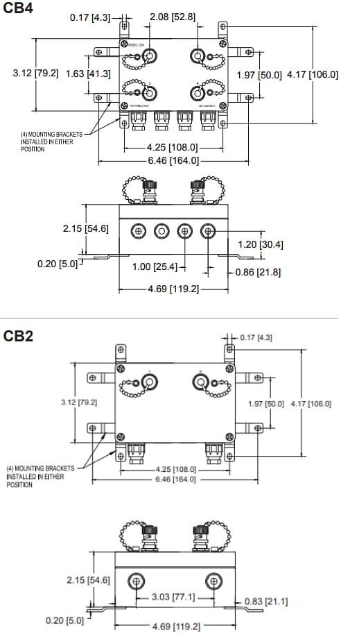 Mechanical Drawing - Amphenol Wilcoxon CB Cable Termination Junction Boxes