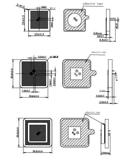 Mechanical Drawing - Abracon APAKM3513-SGL2 Stacked Patch Antenna