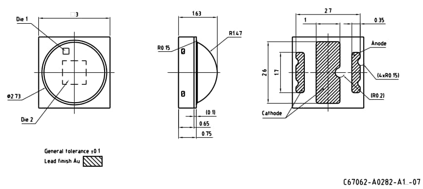 Mechanical Drawing - ams OSRAM OSCONIQ® P 3030 LEDs