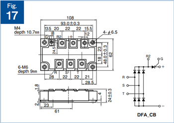 Mechanical Drawing - SanRex DFA Series 800V & 1600V Diode Power Modules