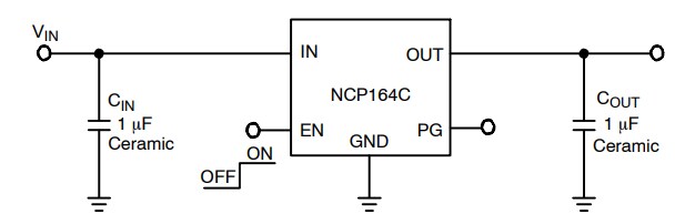 Application Circuit Diagram - onsemi NCP164 LDO Regulators