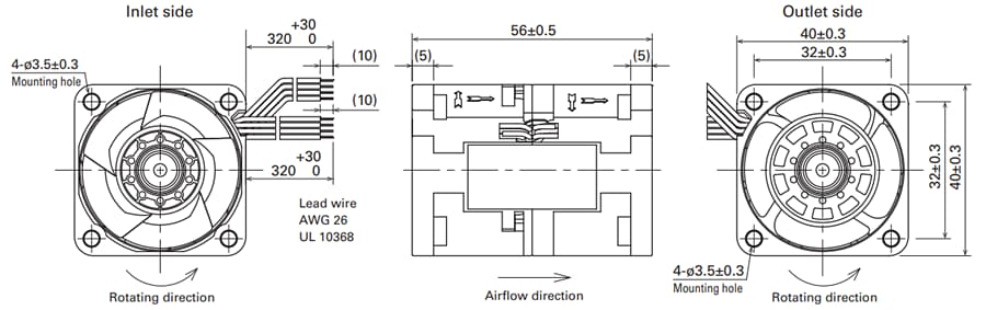 Sanyo Denki San Ace 40 9CRJ Type Counter Rotating Fan