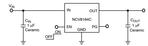 Application Circuit Diagram - onsemi NCV8164C Ultra-low Noise LDO Regulator