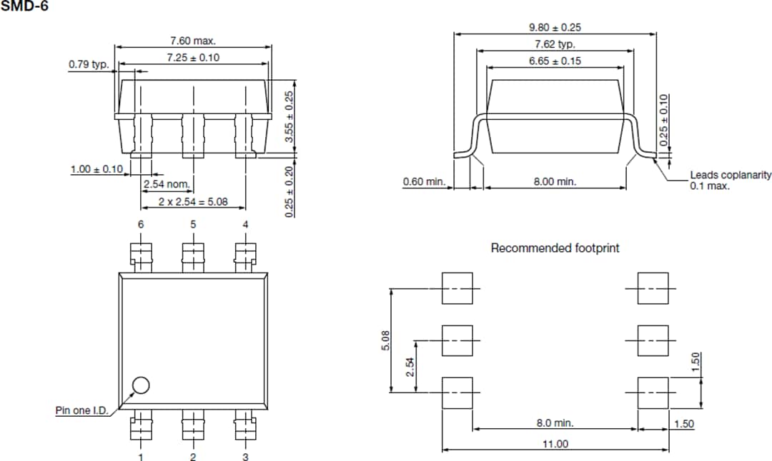 Mechanical Drawing - Vishay LH1525 Solid-State Relay (SSR)