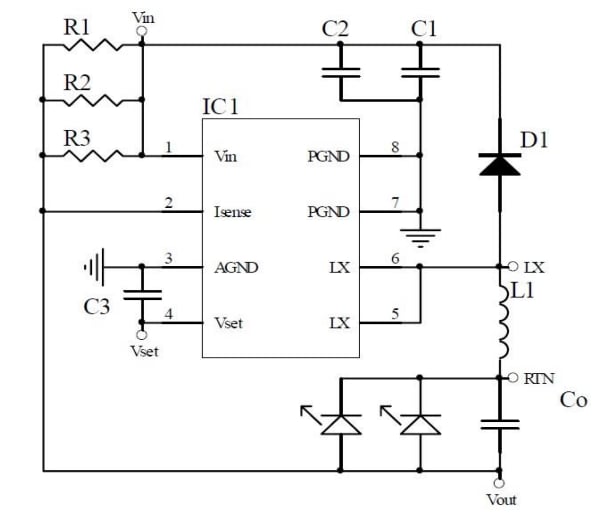 Schematic - Diodes Incorporated PAM2863EV1 Evaluation Board