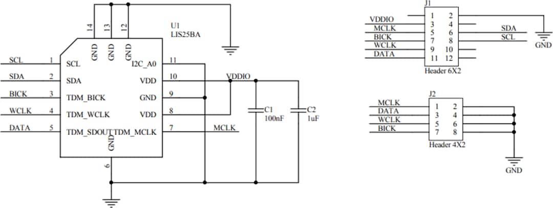 Schematic - STMicroelectronics STEVAL-MKI211V1K 3D Accelerometer Sensor Kit