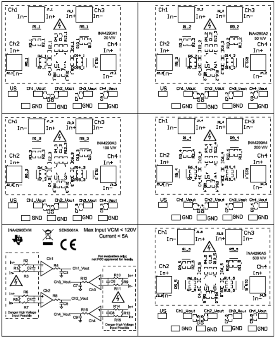 Mechanical Drawing - Texas Instruments INA4290EVM Amplifier Evaluation Module (EVM)