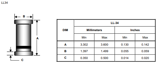 Rectron TCL5V1B Sealed Glass Zener Voltage Regulators