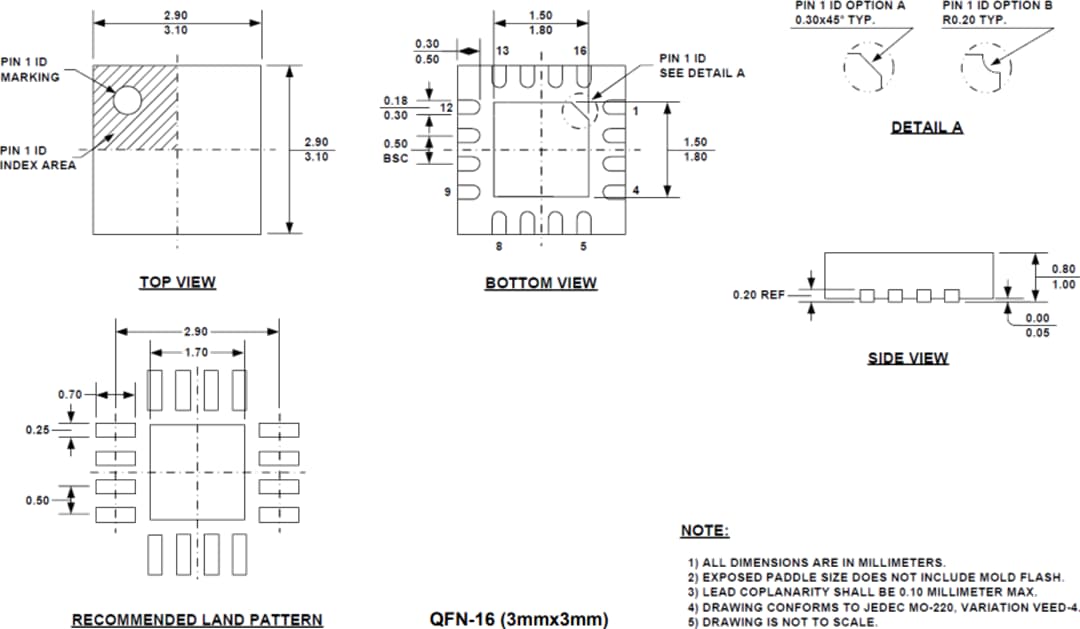Mechanical Drawing - Monolithic Power Systems (MPS) MagAlpha™ MA800 8-Bit Contactless Angle Sensor