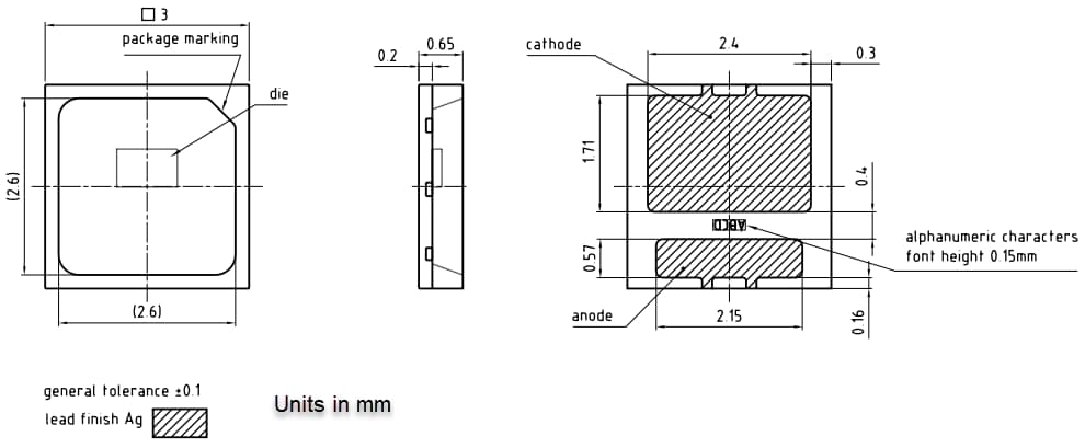 Mechanical Drawing - ams OSRAM OSTUNE® E3030 KW DSLP31.CC 60mA LEDs