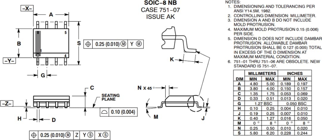 Mechanical Drawing - onsemi NCD57090 & NCV57090 IGBT/MOSFET Gate Drivers
