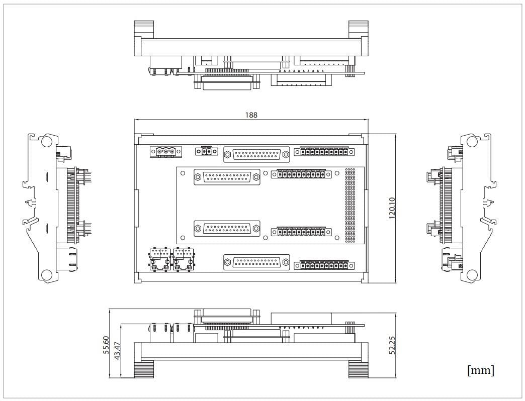 Mechanical Drawing - NexCOBOT AXE-5904 4-Axis Pulse Output Module