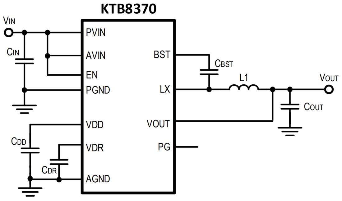 Schematic - Kinetic Technologies KTB8370 Synchronous Buck Regulators