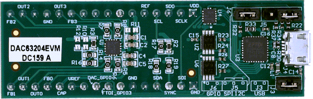 Mechanical Drawing - Texas Instruments DAC63204EVM DAC Evaluation Module (EVM)