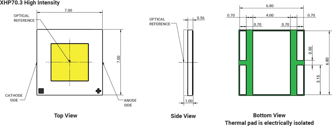 Mechanical Drawing - Cree LED XLamp® XHP70.3 High-Intensity LEDs