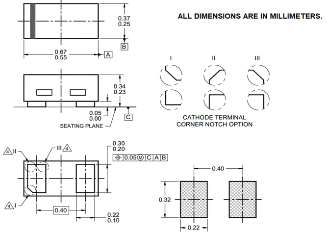 Mechanical Drawing - Taiwan Semiconductor Bi-directional ESD Protection Diodes