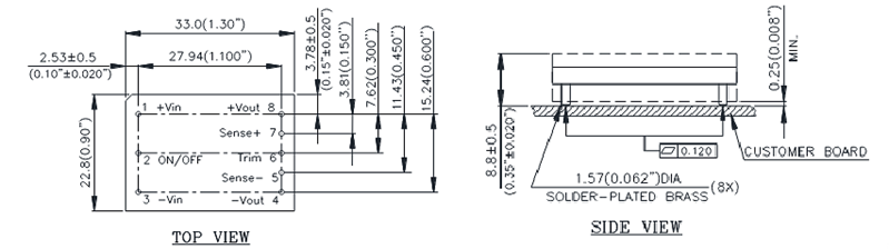 Mechanical Drawing - Delta Electronics V48SD Brick DC/DC Converters
