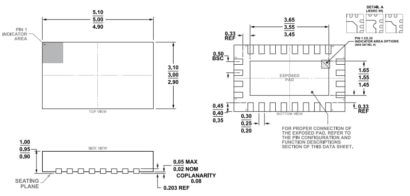 Mechanical Drawing - Analog Devices Inc. ADRF5534 RF Front-End Multichip Modules