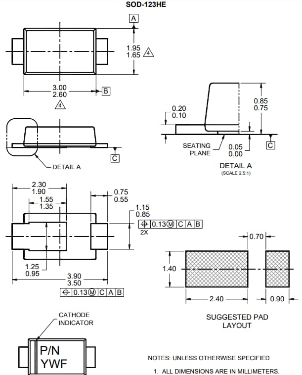 Mechanical Drawing - Taiwan Semiconductor S3JFS/H Surface Mount Rectifiers