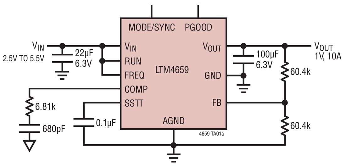 Application Circuit Diagram - Analog Devices Inc. LTM4659 10A Step-Down DC-DC μModule® Regulator