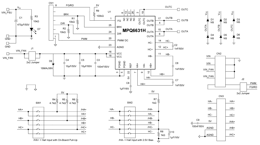 Schematic - Monolithic Power Systems (MPS) EVQ6631H-L-00A Evaluation Board