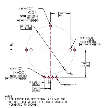 Mechanical Drawing - Grayhill Optical Ring Encoders