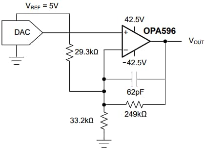 Schematic - Texas Instruments OPAx596 Power Op Amp