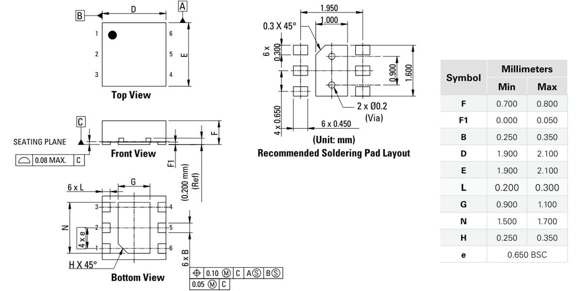 Mechanical Drawing - Littelfuse SC2200-01UTG Unidirectional Discrete TVS Diode