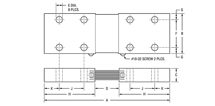 Mechanical Drawing - Bourns RSJ Riedon™ DC Ammeter Shunt Resistor