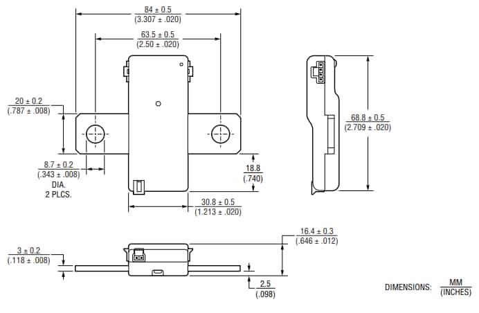 Mechanical Drawing - Bourns SSD Shunt Current Sensors