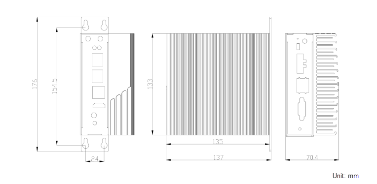 Mechanical Drawing - NexCOBOT Coeus - 3801T Edge AI Computer