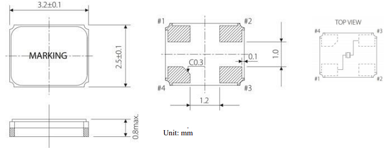 Mechanical Drawing - ECS ECS-500-CDX-2524 Quartz Crystal