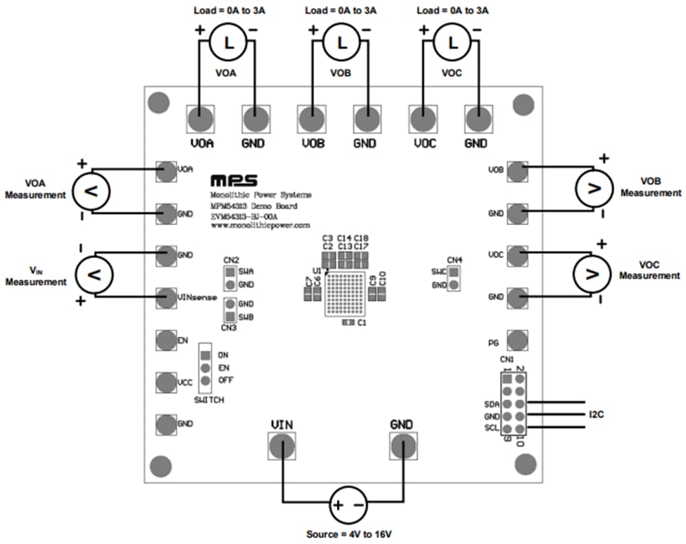 Monolithic Power Systems (MPS) EVM54313-BJ-00A Evaluation Board