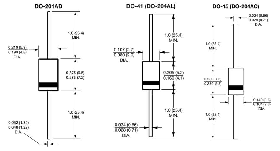 Mechanical Drawing - Vishay General Semiconductor 1N5x Rectifiers