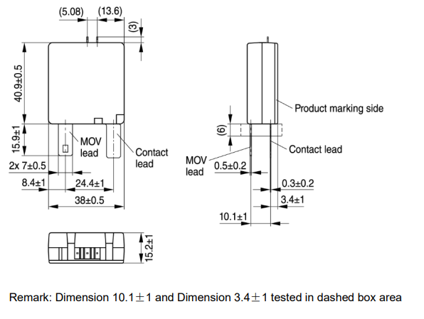 Mechanical Drawing - EPCOS / TDK MT40 Thermofuse Varistors