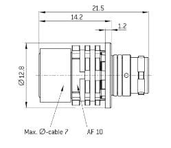 Mechanical Drawing - ODU AMC® High-Density 7-Pin, 10A Power Connectors