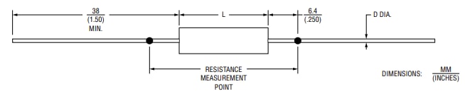 Mechanical Drawing - Bourns MS Riedon™ Bare Metal Element Resistor
