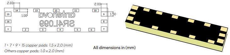 Mechanical Drawing - Antenova SR4L099 lamiiANT® SMD Cellular Antenna